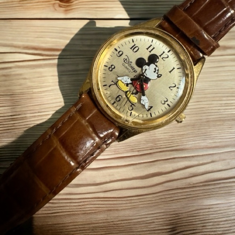 Disney Time Works gold tone Mickey Mouse Watch